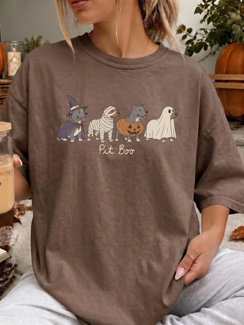 Comfort Colors Espresso'Pit Boo' Halloween Graphic Short Sleeve Tee